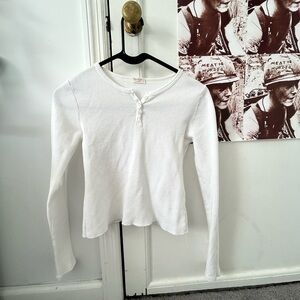 Brandy Melville Long Sleeve Button Crop Top